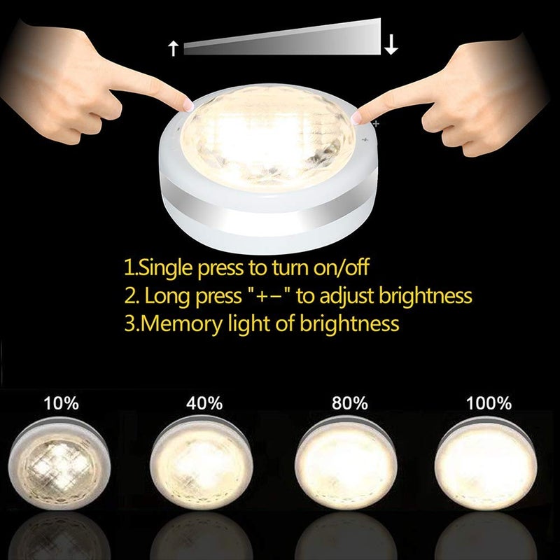 Starxing Puck Lights with Remote, Battery Operated Under Cabinet Lighting, Led Tap Light with Remote Control, Locker Light Closet Light, 4000K Natural White (6PK) - Image 3